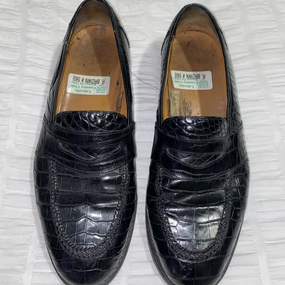 COPY - Black leather croc pattern dress shoes